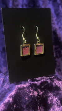 Pink to Blue Square Earrings