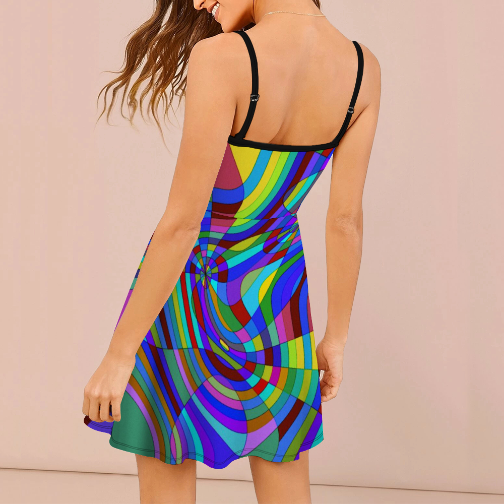 Color Wave Sling Short Dress