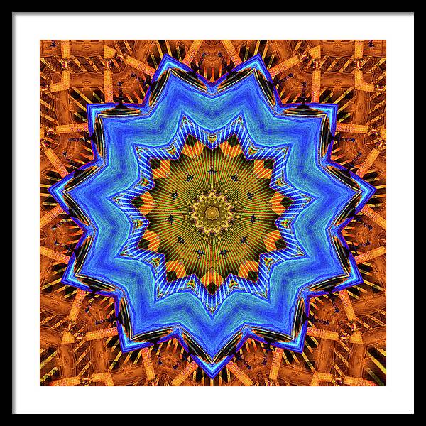 Golden Sky Blue Moon Mandala - Framed Print