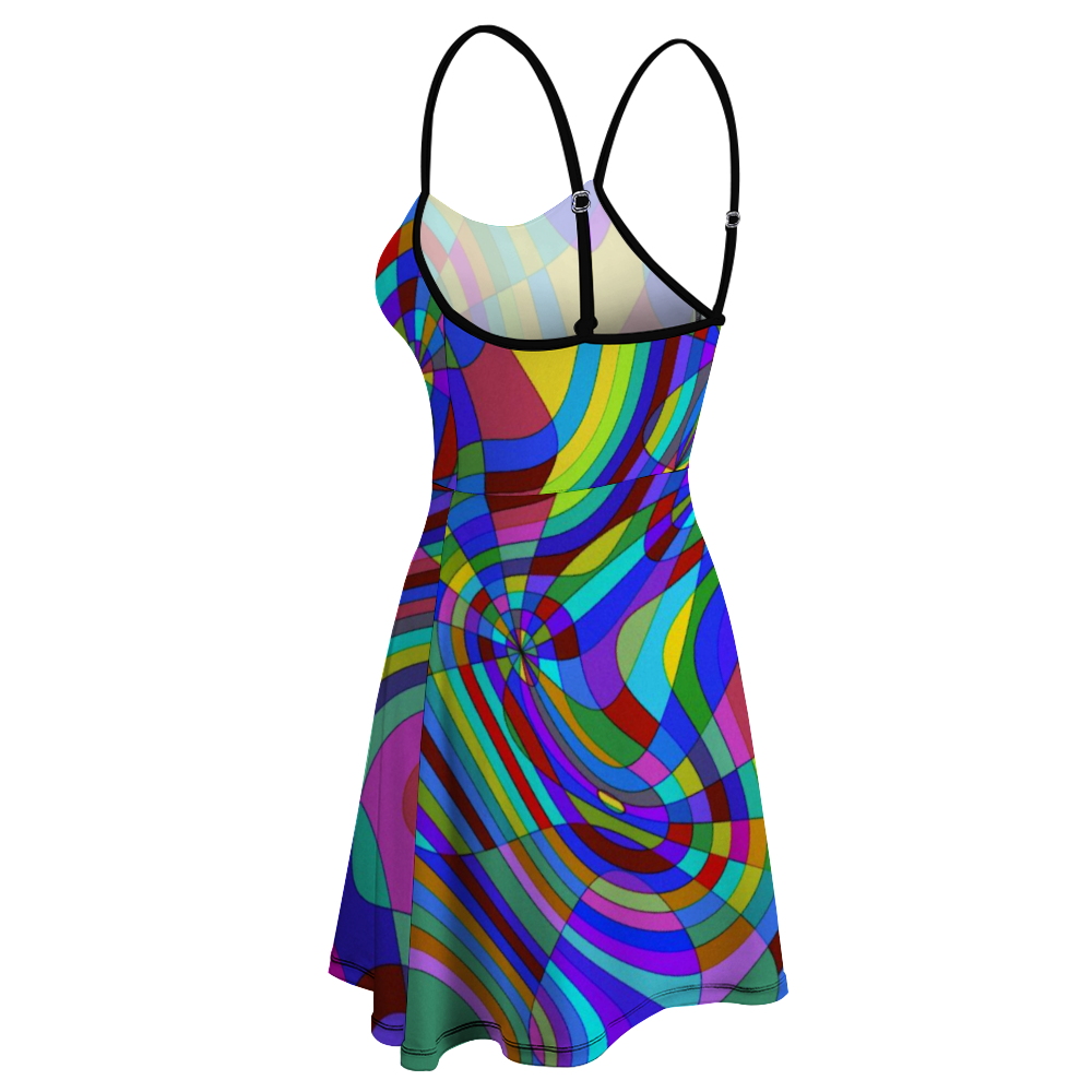 Color Wave Sling Short Dress