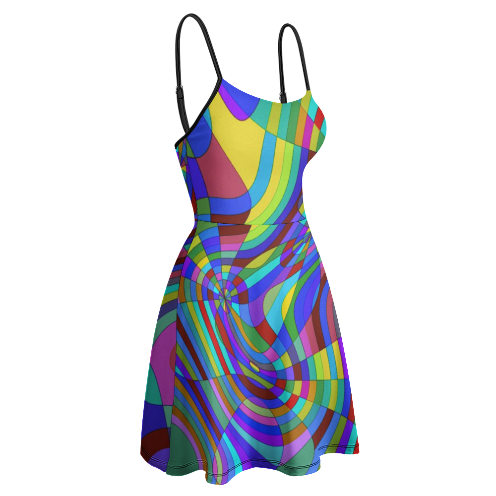 Color Wave Sling Short Dress