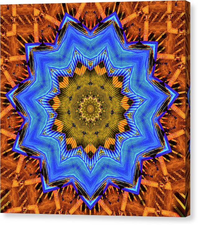 Golden Sky Blue Moon Mandala - Canvas Print