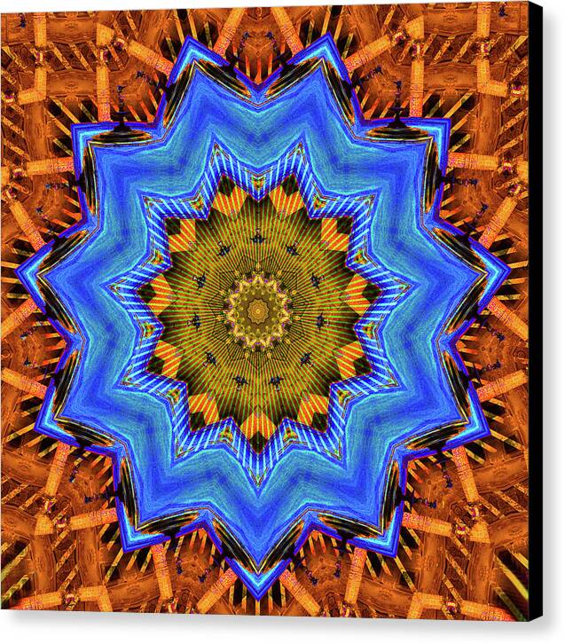 Golden Sky Blue Moon Mandala - Canvas Print