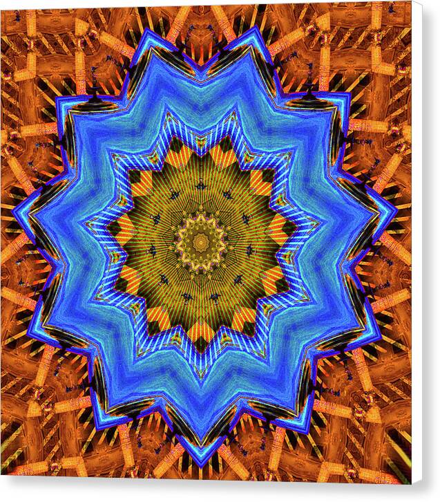 Golden Sky Blue Moon Mandala - Canvas Print
