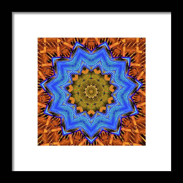 Golden Sky Blue Moon Mandala - Framed Print