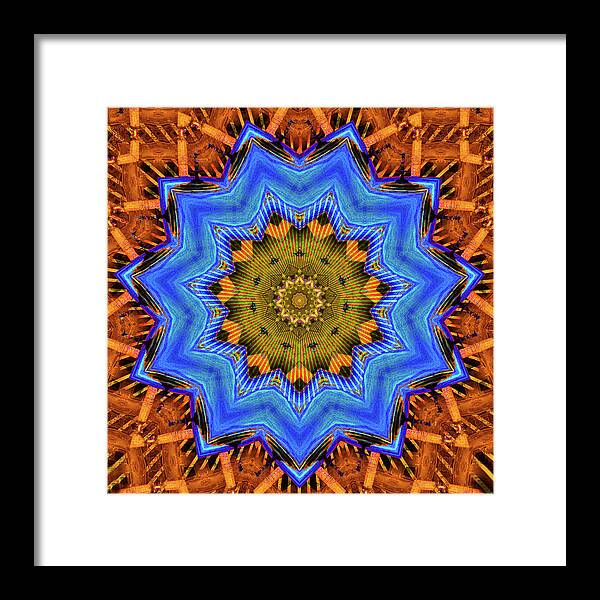 Golden Sky Blue Moon Mandala - Framed Print