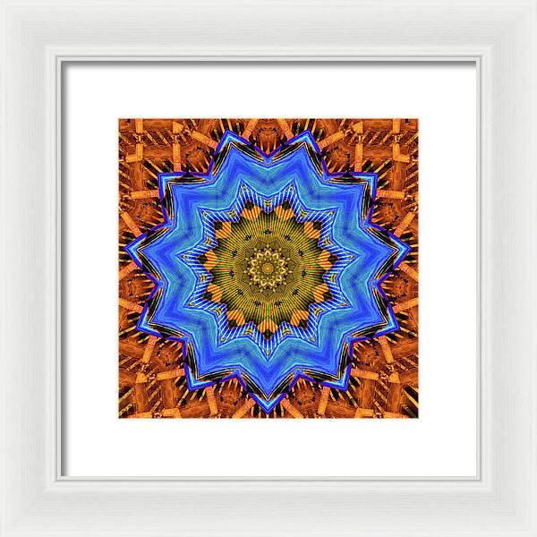 Golden Sky Blue Moon Mandala - Framed Print