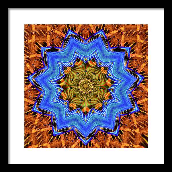 Golden Sky Blue Moon Mandala - Framed Print
