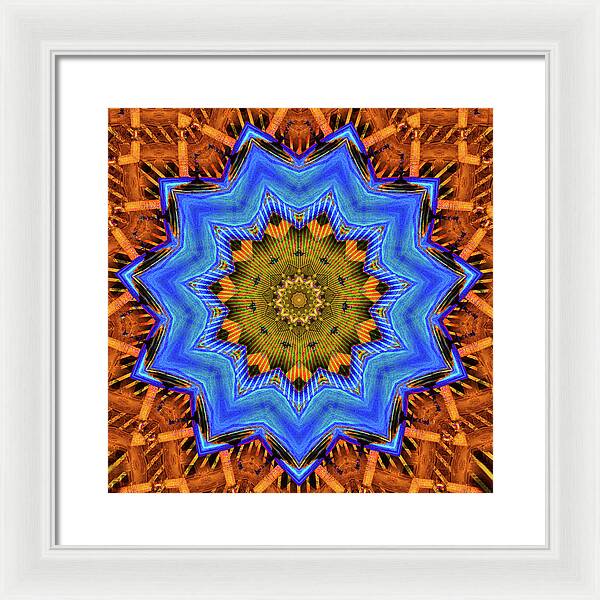 Golden Sky Blue Moon Mandala - Framed Print