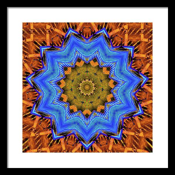 Golden Sky Blue Moon Mandala - Framed Print