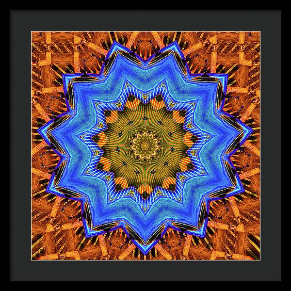 Golden Sky Blue Moon Mandala - Framed Print