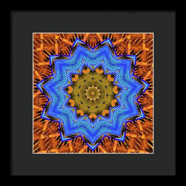 Golden Sky Blue Moon Mandala - Framed Print