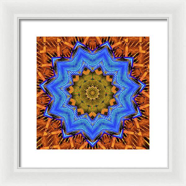 Golden Sky Blue Moon Mandala - Framed Print
