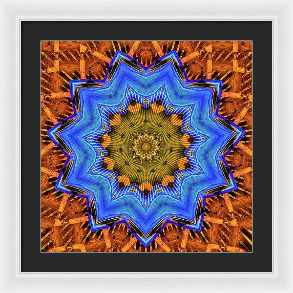 Golden Sky Blue Moon Mandala - Framed Print