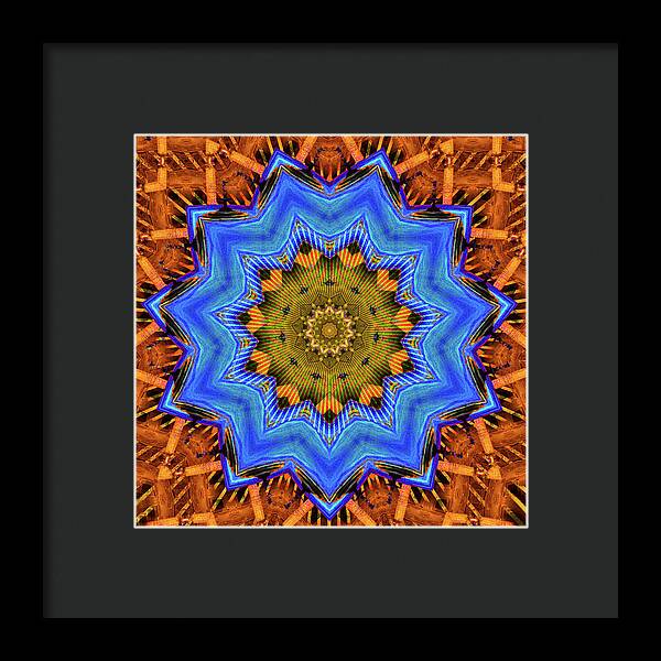 Golden Sky Blue Moon Mandala - Framed Print