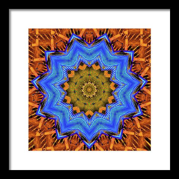 Golden Sky Blue Moon Mandala - Framed Print