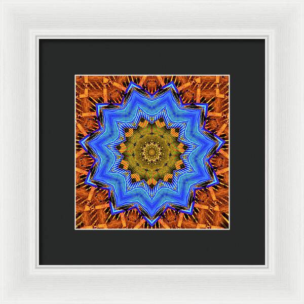 Golden Sky Blue Moon Mandala - Framed Print