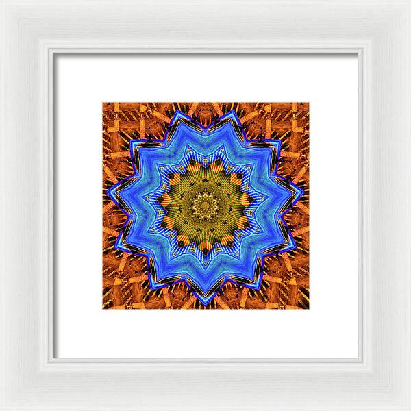 Golden Sky Blue Moon Mandala - Framed Print