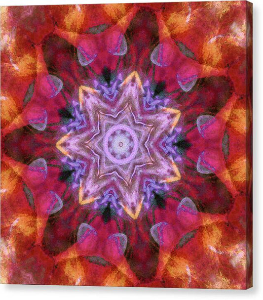 Peach Poppy Mandala - Canvas Print