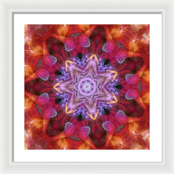 Peach Poppy Mandala - Framed Print