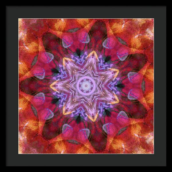 Peach Poppy Mandala - Framed Print