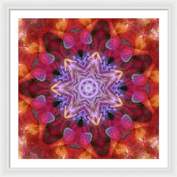 Peach Poppy Mandala - Framed Print