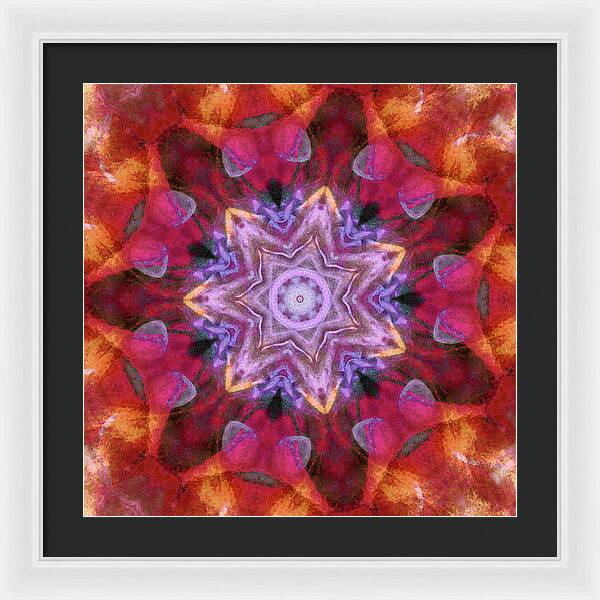 Peach Poppy Mandala - Framed Print