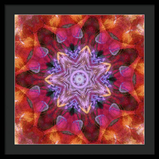 Peach Poppy Mandala - Framed Print