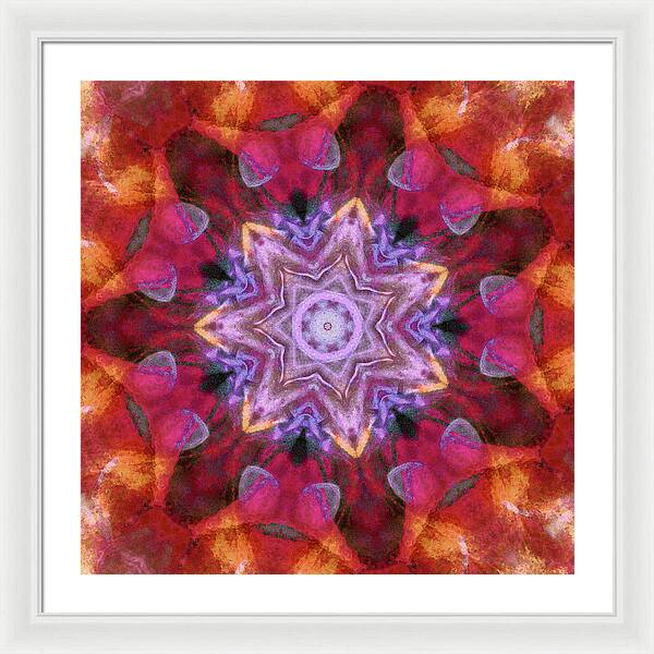 Peach Poppy Mandala - Framed Print