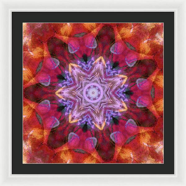 Peach Poppy Mandala - Framed Print