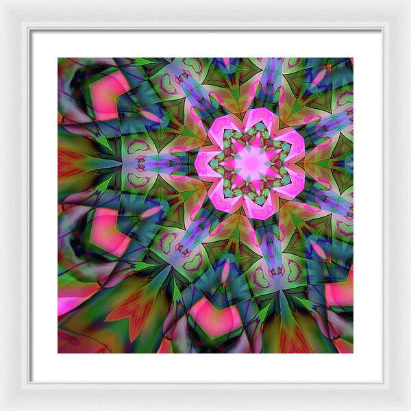 Pink Geranium Mandala - Framed Print