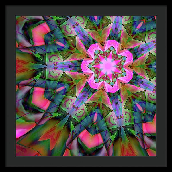 Pink Geranium Mandala - Framed Print