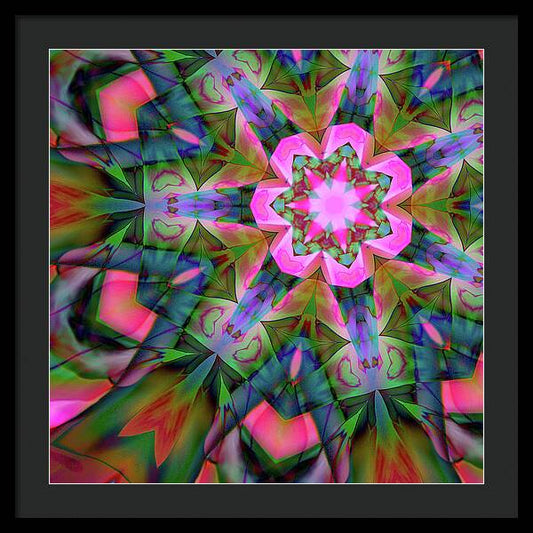 Pink Geranium Mandala - Framed Print