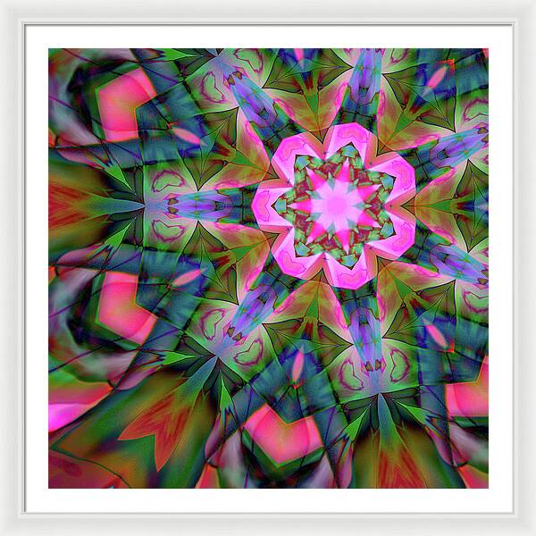 Pink Geranium Mandala - Framed Print