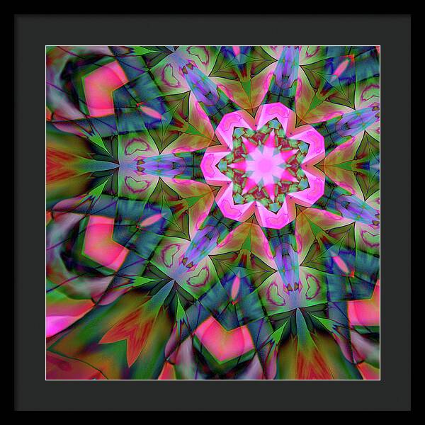 Pink Geranium Mandala - Framed Print