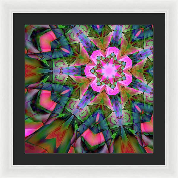 Pink Geranium Mandala - Framed Print