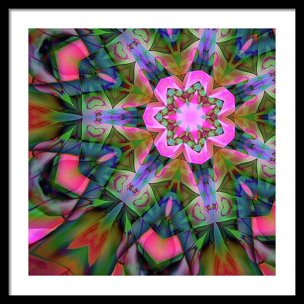 Pink Geranium Mandala - Framed Print