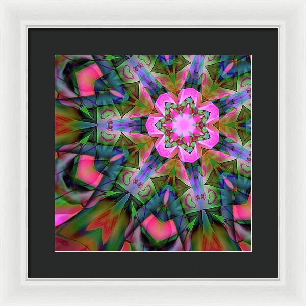 Pink Geranium Mandala - Framed Print