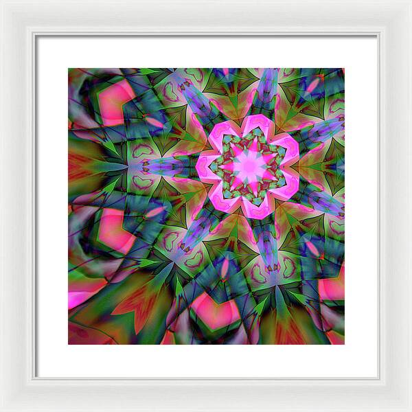 Pink Geranium Mandala - Framed Print
