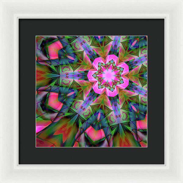 Pink Geranium Mandala - Framed Print