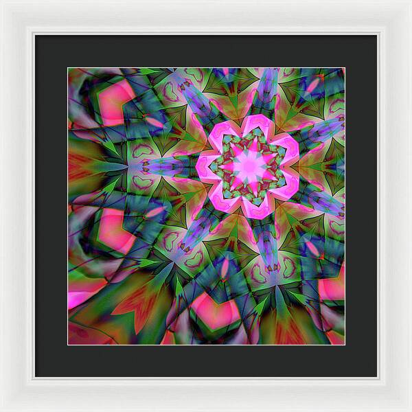 Pink Geranium Mandala - Framed Print