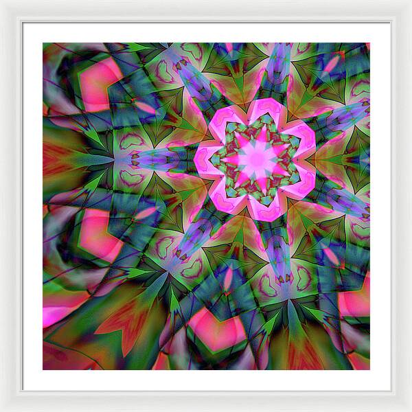 Pink Geranium Mandala - Framed Print