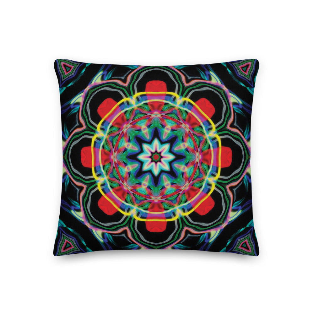 Red Petals Mandala Pillow