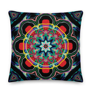 Red Petals Mandala Pillow